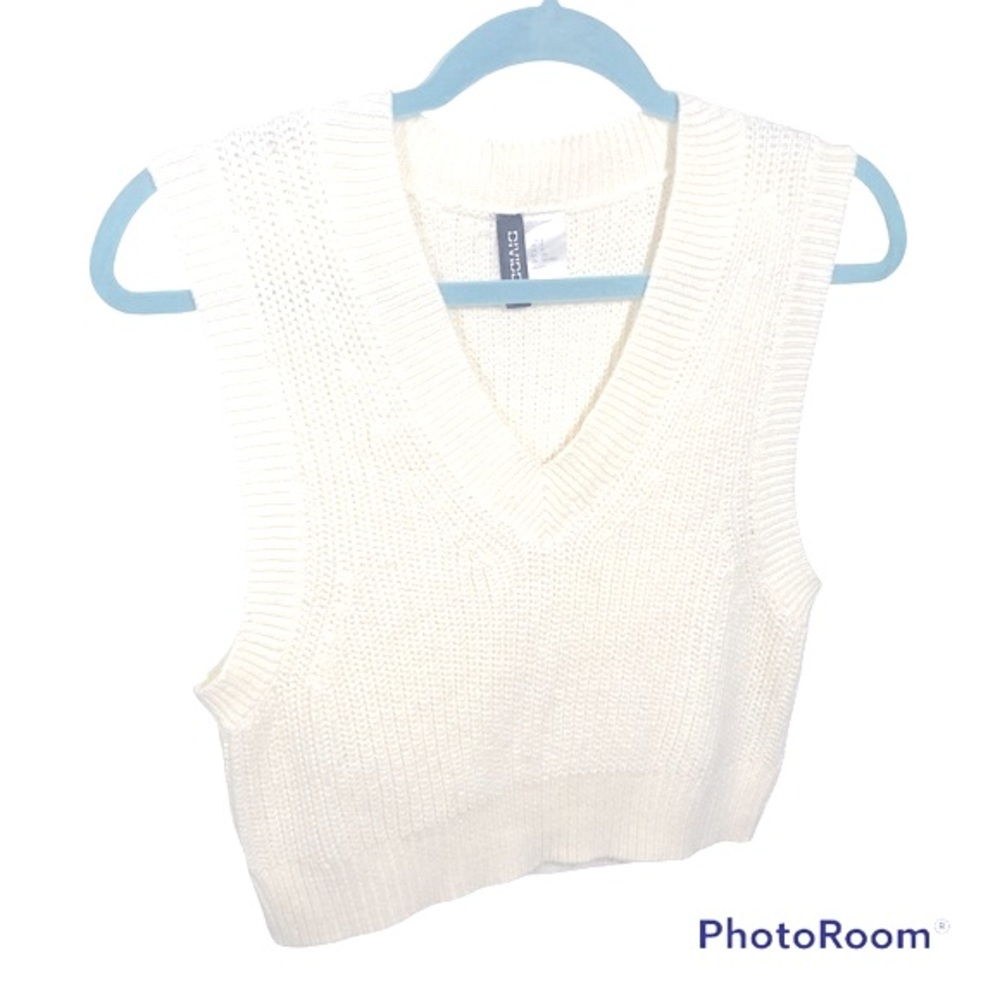 Short Sweater Vest White S